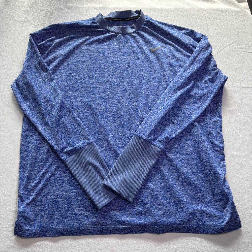 Nike, Dri-FIT Running Top, Blue Heather, XL, MSRP $65